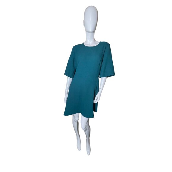 Mossimo Teal Bell Sleeve Mini Dress L Polyester Blend New with Tags Summer Class - Picture 2 of 6